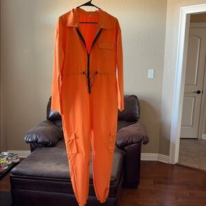 Vibrant Orange Utility Jumpsuit